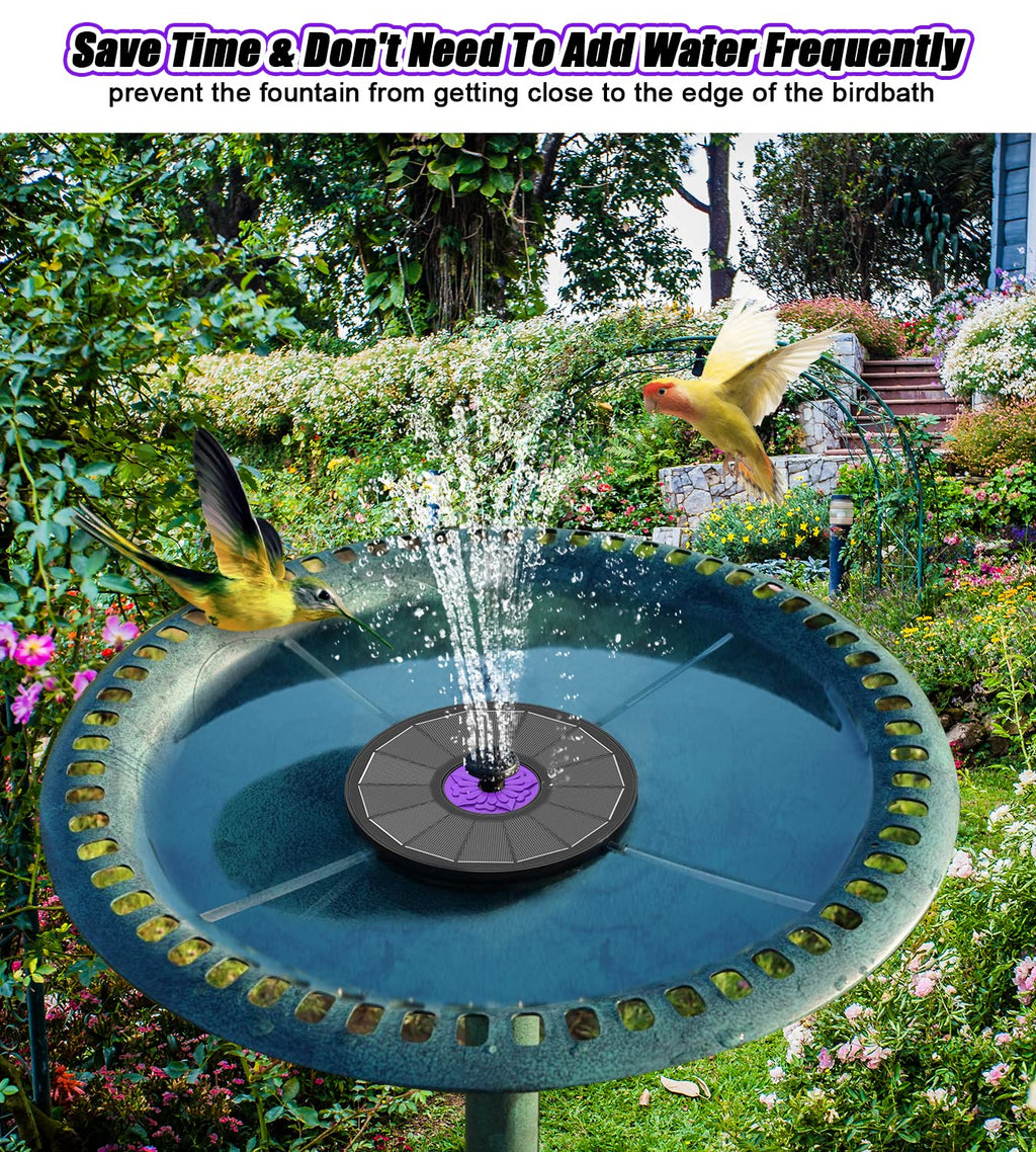 SZMP Solar Fountain 3.5W Bird Bath Fountains with Flower Upgraded Glass Panel, Solar Powered Water Fountain with 7 Nozzles & 4 Fixer, Solar Fountain Pump for Bird Bath, Garden, Pond, Outdoor -Black