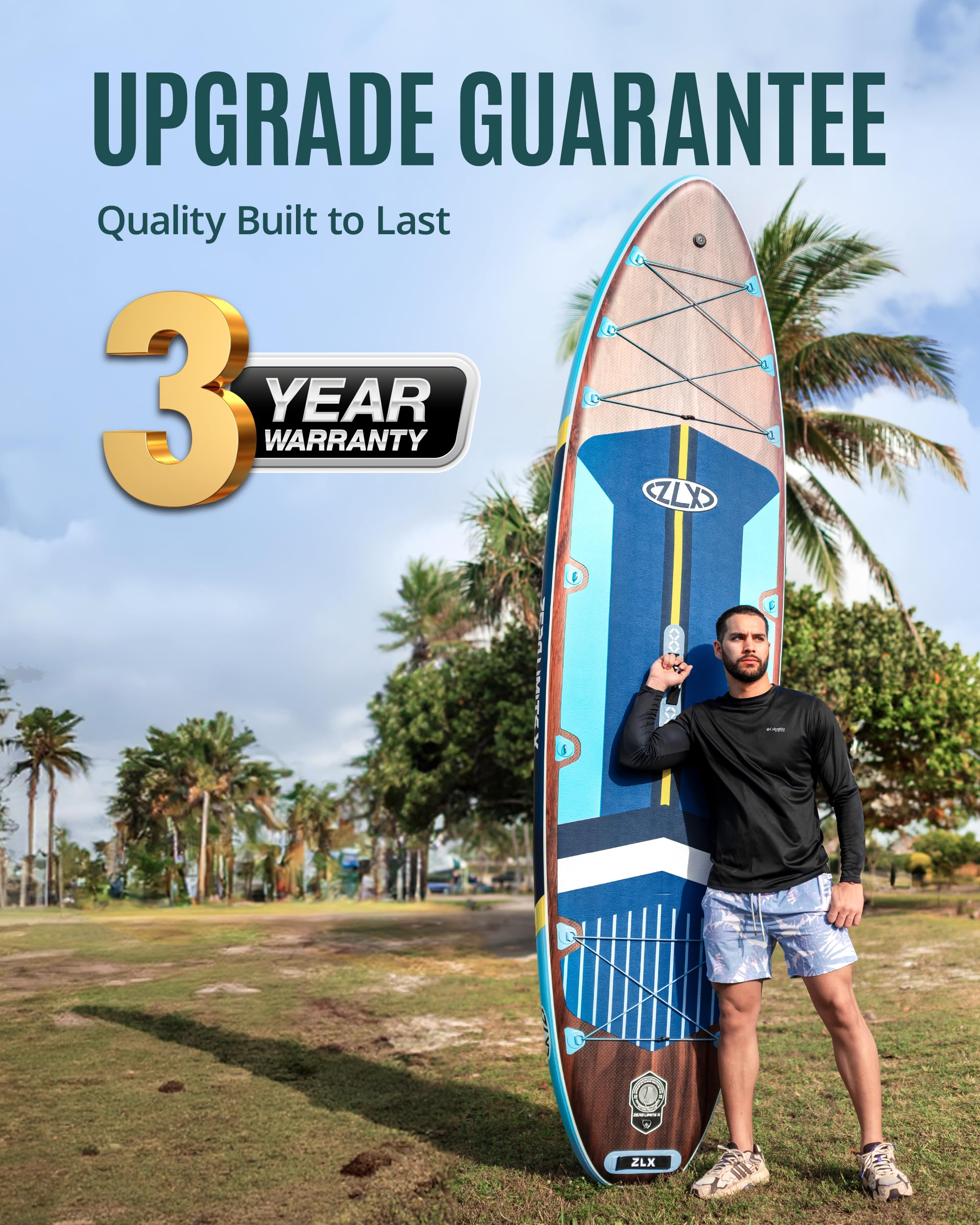 ZLX 11'6"x35" Ultra Wide Inflatable Stand Up Paddle Board | Stable Non-Slip Deck Pad, Unique Fin System, Premium SUP Accessories & Backpack - Upgraded Pump for Adults, All Skill Levels