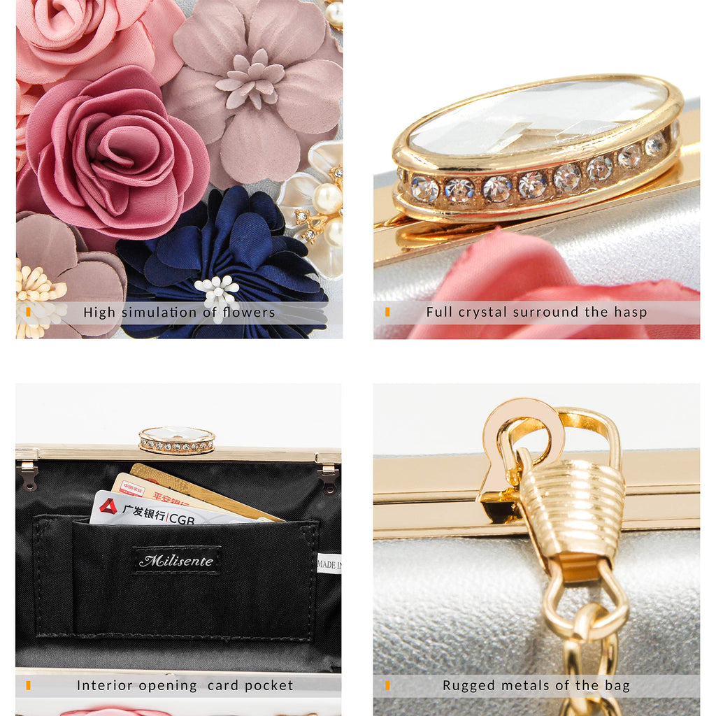 Evening Bag for Women, Flower Wedding Evening Clutch Purse Bride Floral Clutch Bag