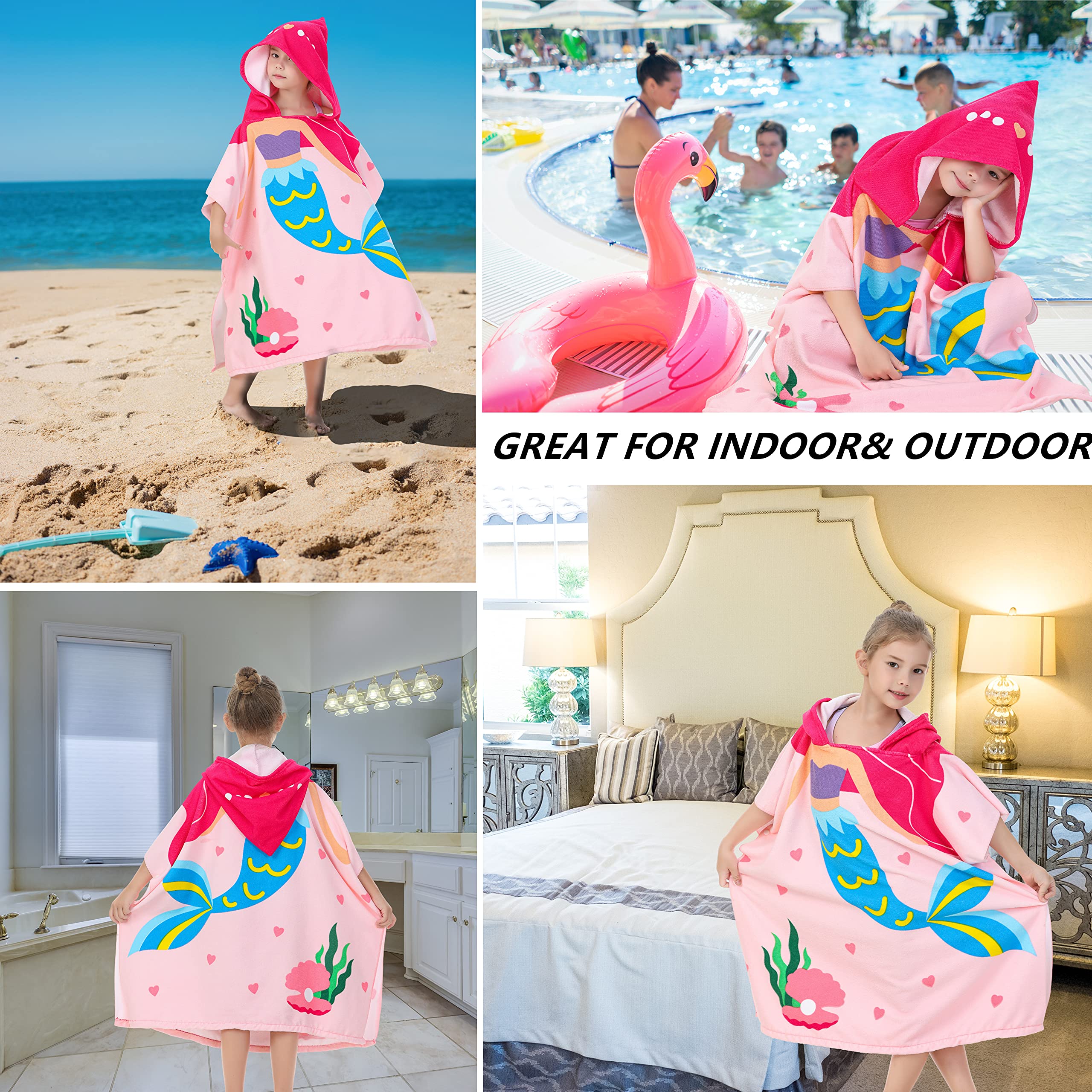 Soft Microfiber Swim Cover-ups for 3 to 10 Years Old Kids Hooded Bath Beach Poncho Towels (Alligator, Fits 3-10 Years)