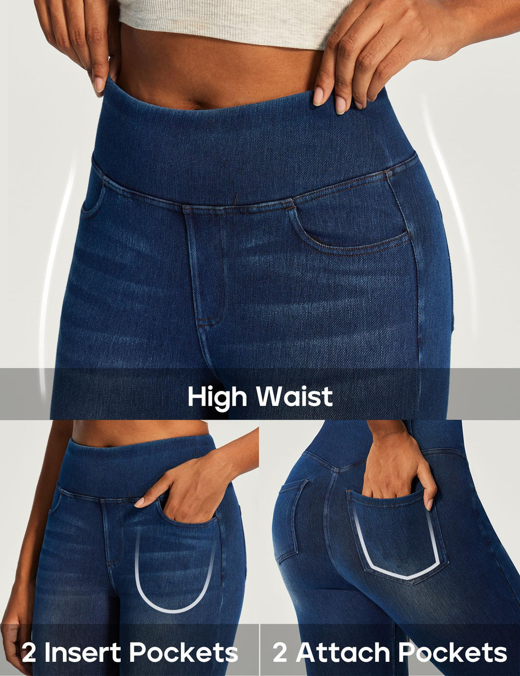 Heathyoga Stretchy Jeans for Women Trendy High Waist Pull On Jeggings Tummy Control Womens Skinny Jeans Leggings with Pockets