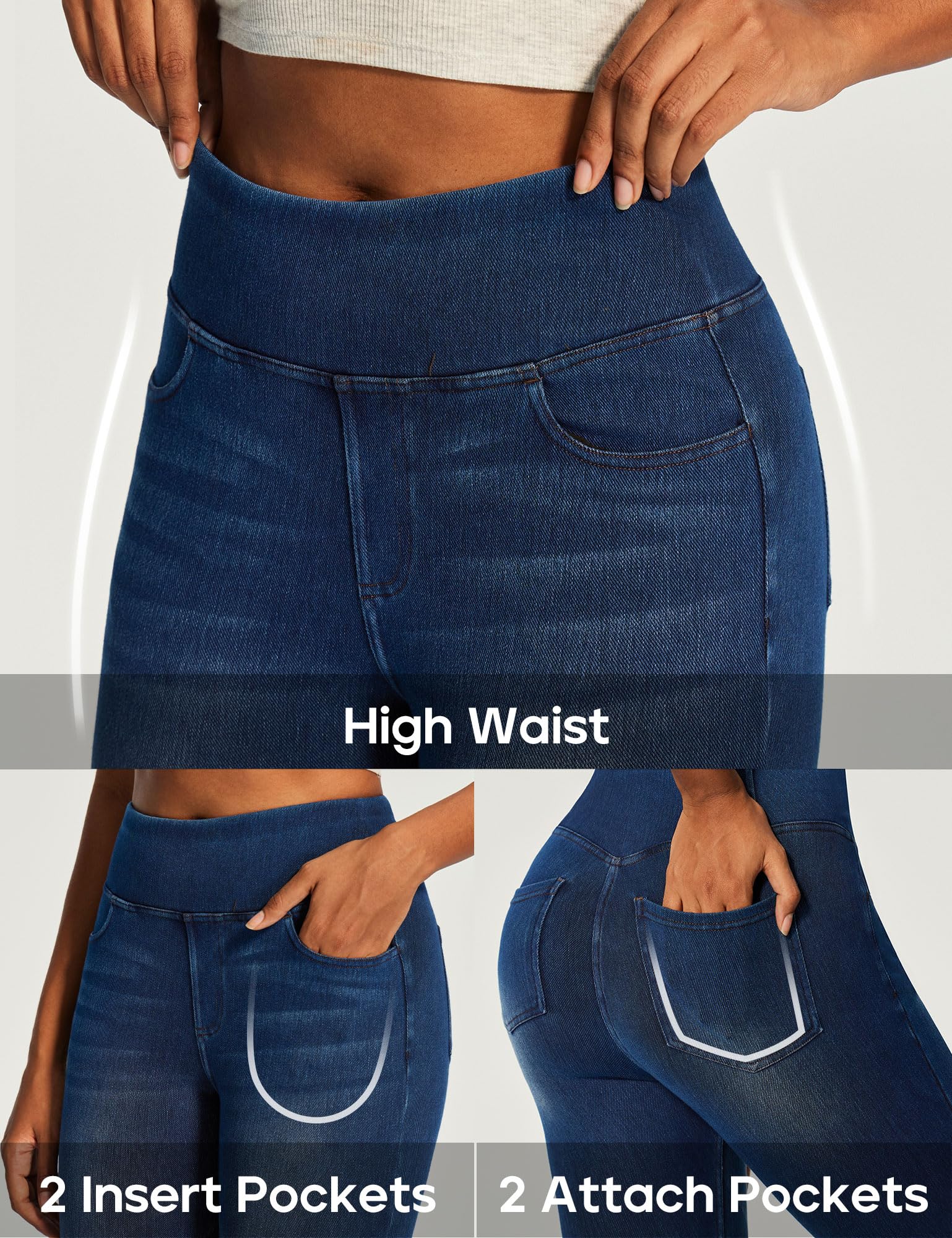 Heathyoga Stretchy Jeans for Women Trendy High Waist Pull On Jeggings Tummy Control Womens Skinny Jeans Leggings with Pockets