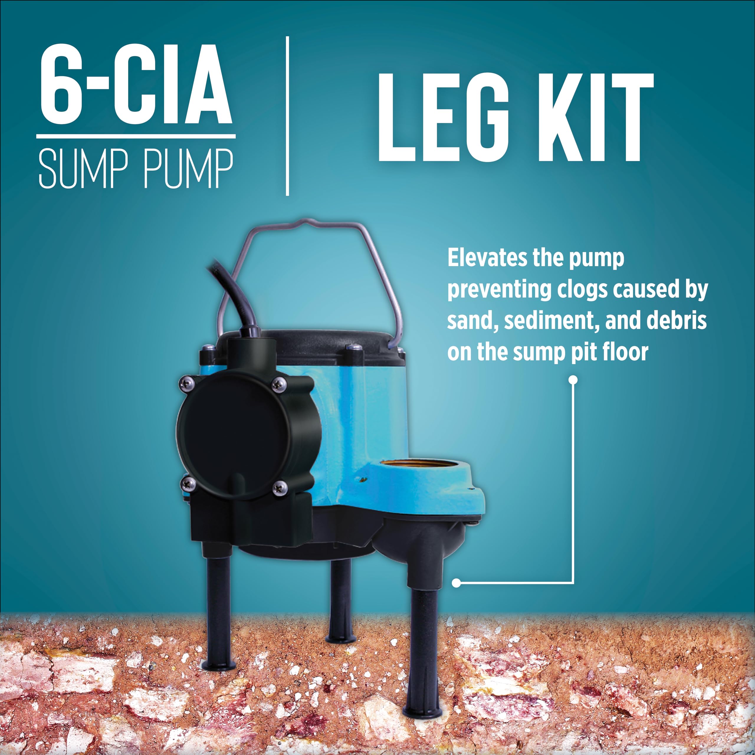 Little Giant 6-CIA 115 Volt, 1/3 HP, 2760 GPH Cast Iron Automatic Submersible Sump Pump with Integral Diaphragm Switch for Sump Systems, 10-Ft. Cord, Blue, 506158
