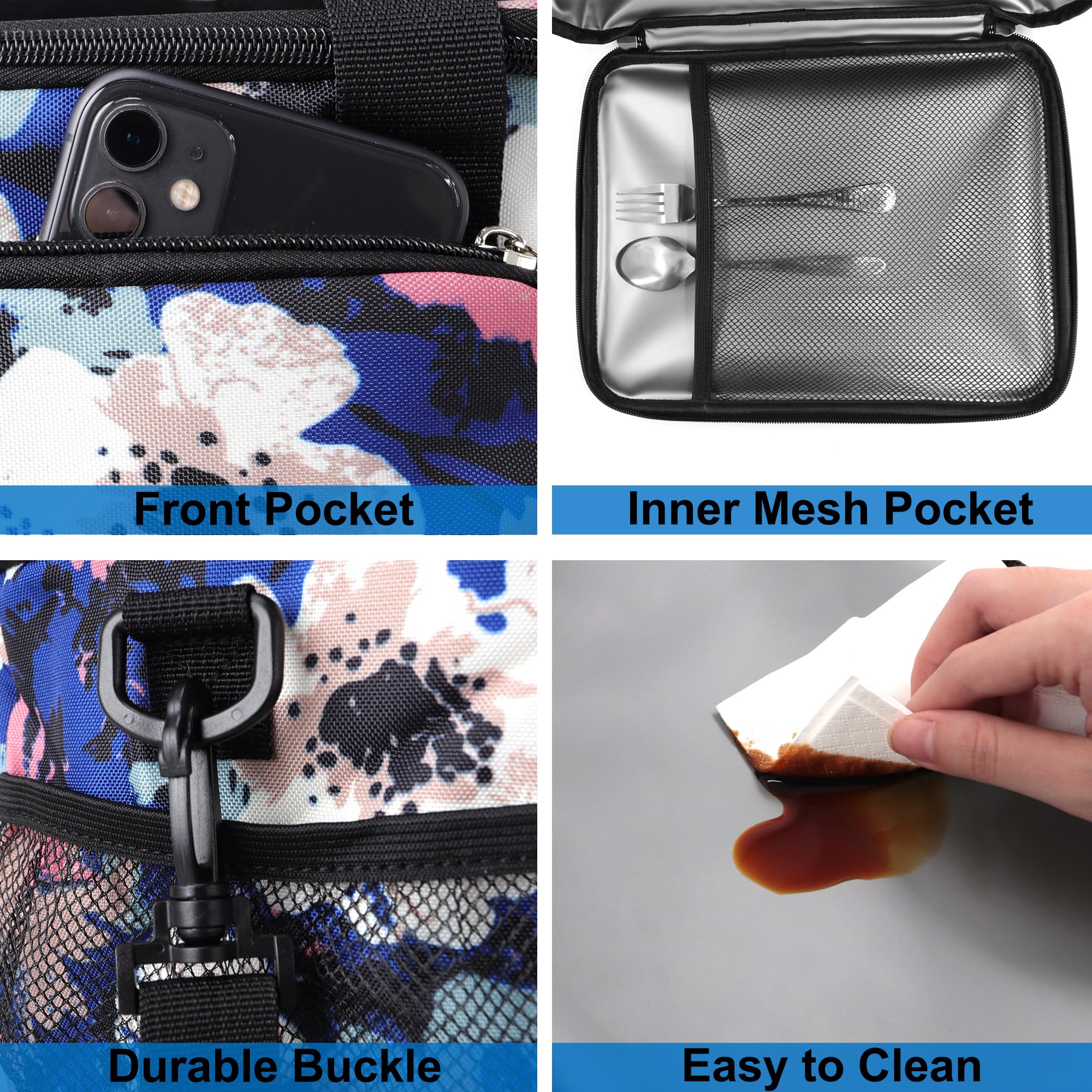 Femuar Lunch Bags for Women/Men, Insulated Lunch Bag for Work Office Picnic - Large Lunch Cooler Bag Leakproof Lunch Box with Adjustable Shoulder Strap for Adults - Grey (15L)