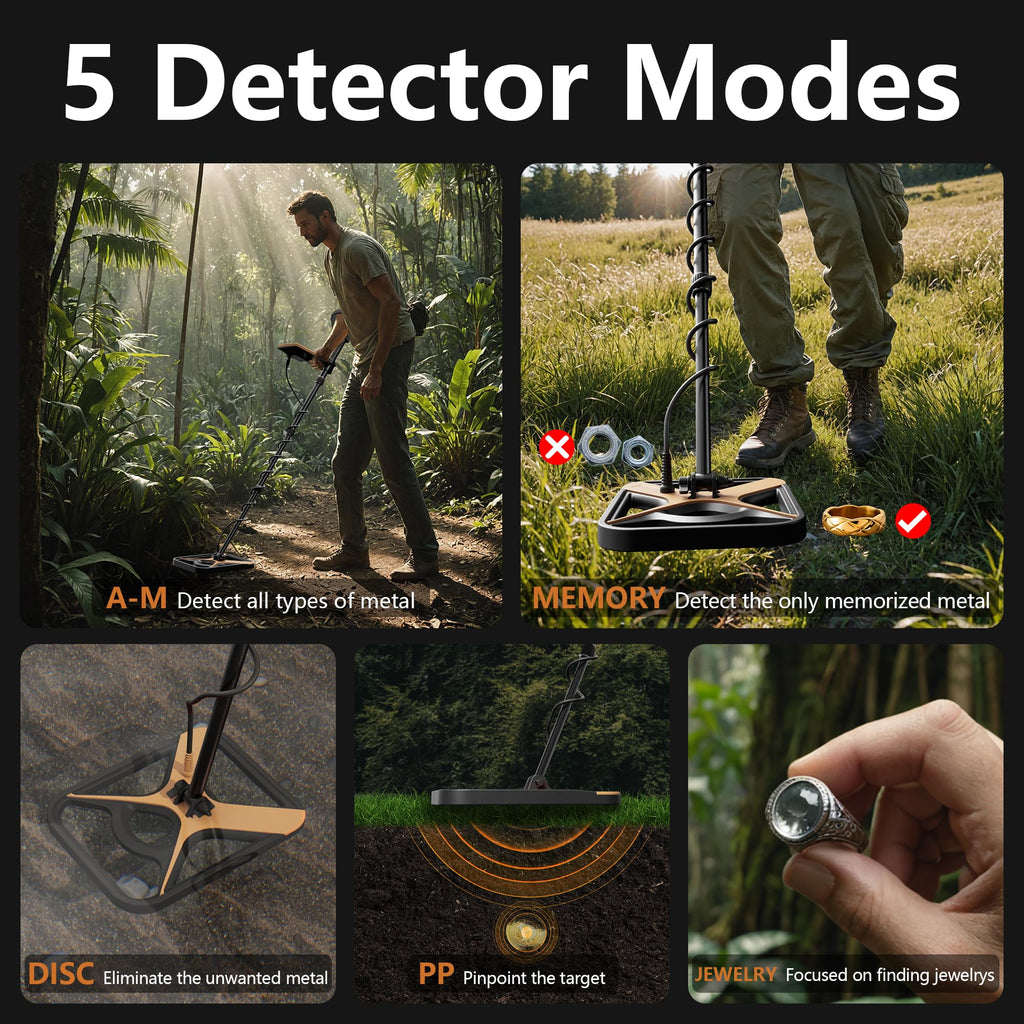 Metal Detector for Adults Rechargeable, 11" Professional Metal Detector for Gold & Silver, High Accuracy Waterproof Design, 5 Modes, Christmas Stocking Stuffers Gifts for Men/Dad,M55,Orange