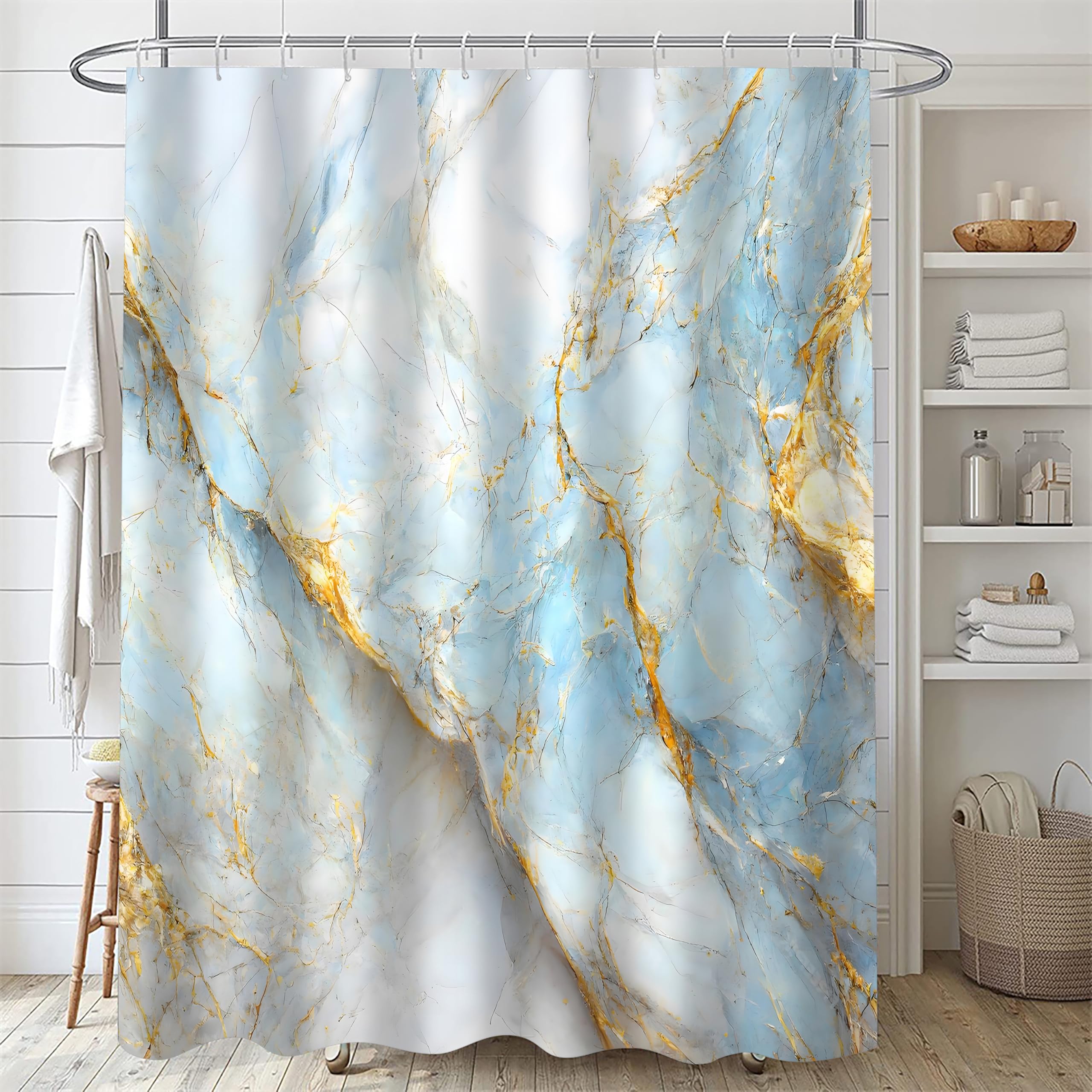 Nkzply 4 Pcs Black Marble Shower Curtain Sets with Rugs Gold Bathroom Sets with Shower Curtain and Rugs Modern Abstract Bathroom Decor Accessories Shower Curtains for Bathroom Toilet Lid Cover