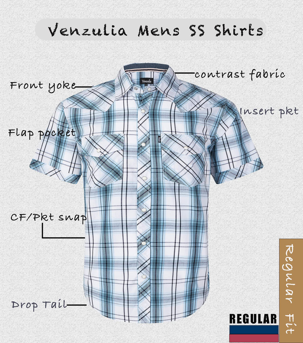 Men's Western Snap Casual Shirt Two Pocket Short Sleeve Shirt