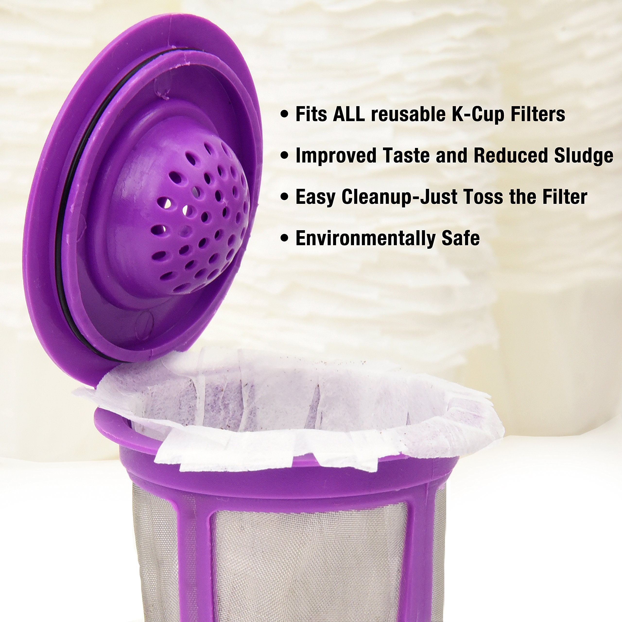 Delibru K Cup Disposable Paper Filters 100 Pack Fits With All Reusable Coffee Pods - Compostable and Disposable Coffee Filters for Keurig Single Cup