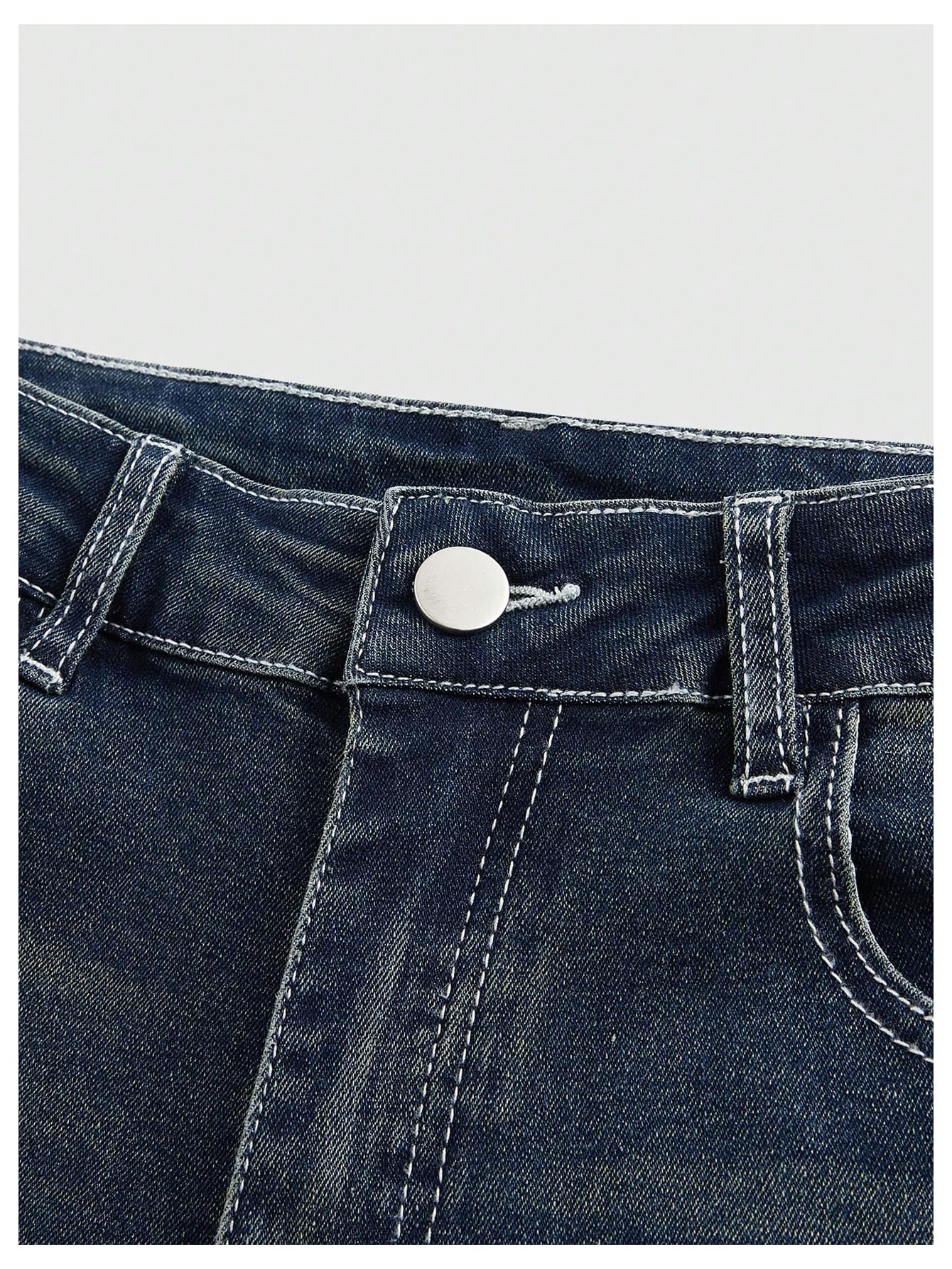MakeMeChic Women's Bell Bottom Jeans Stretchy Flared Jeans Embroidered Y2K High Waist Denim Pants