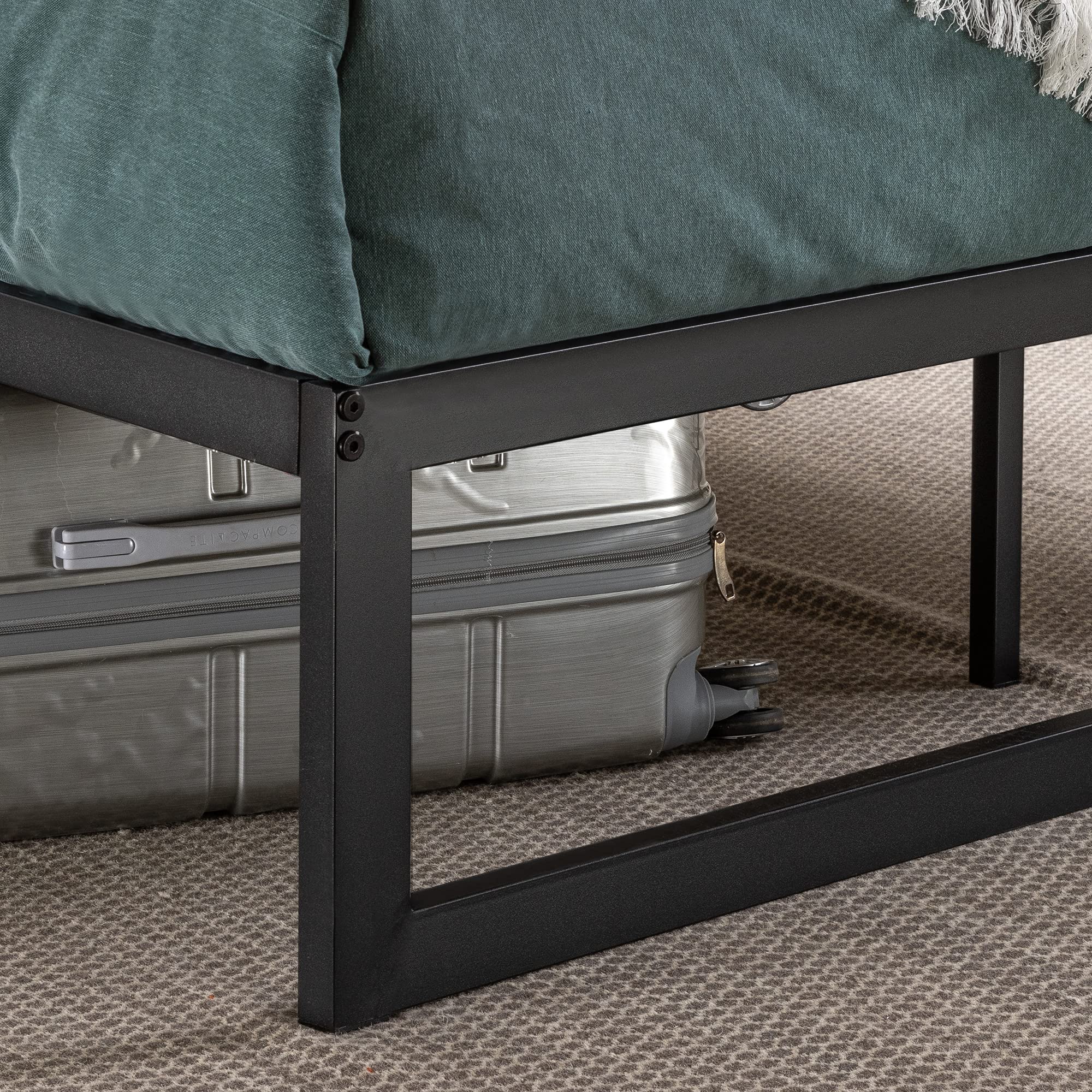 Zinus ABEL 14 Inch Platform Bed Frame, Steel Slat Support, Easy Assembly, No Box Spring Needed, Eco Friendly WonderBox(TM) Packaging, Black, Twin