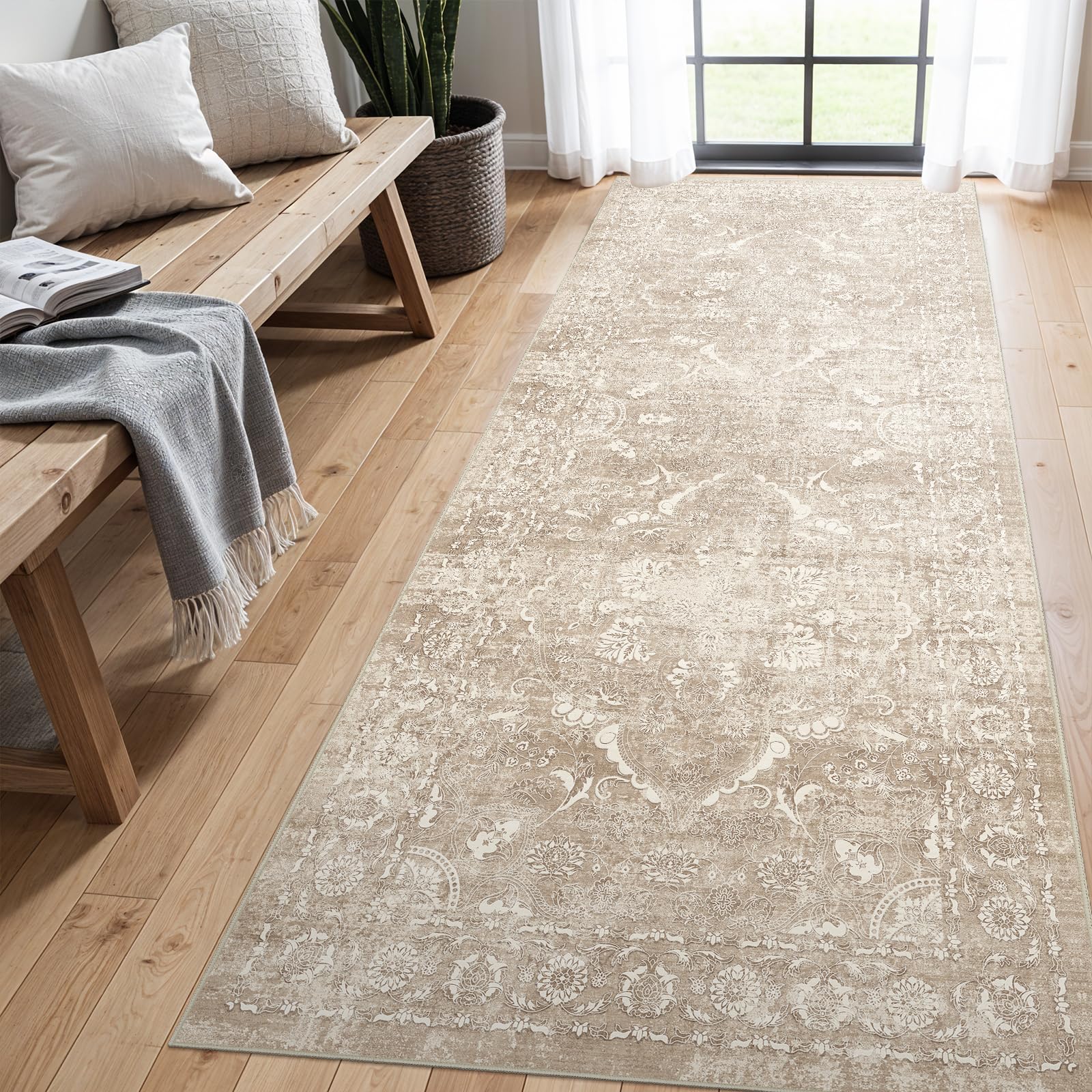 2x5 Washable Kitchen Runner Rug - Soft Low Pile Floral Animal Cat Print Rugs with Non-Slip Backing Waterproof Stain-Resistant Indoor Carpet for Hallway Entryway Bathroom Bedroom (Black)