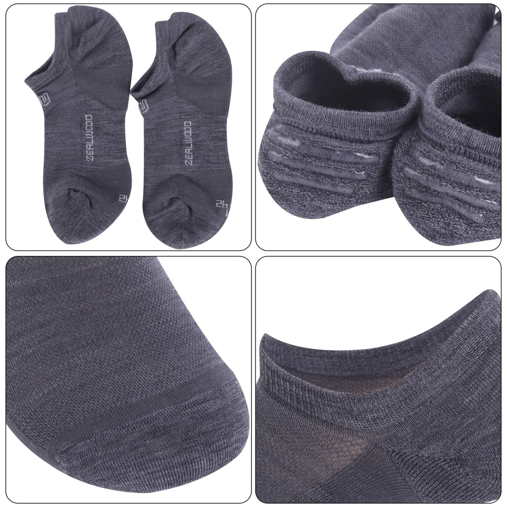 No Show Athletic Socks, ZEALWOOD 3 Pairs Merino Wool Ultra-Light Running Tennis Golf Socks for Men Women