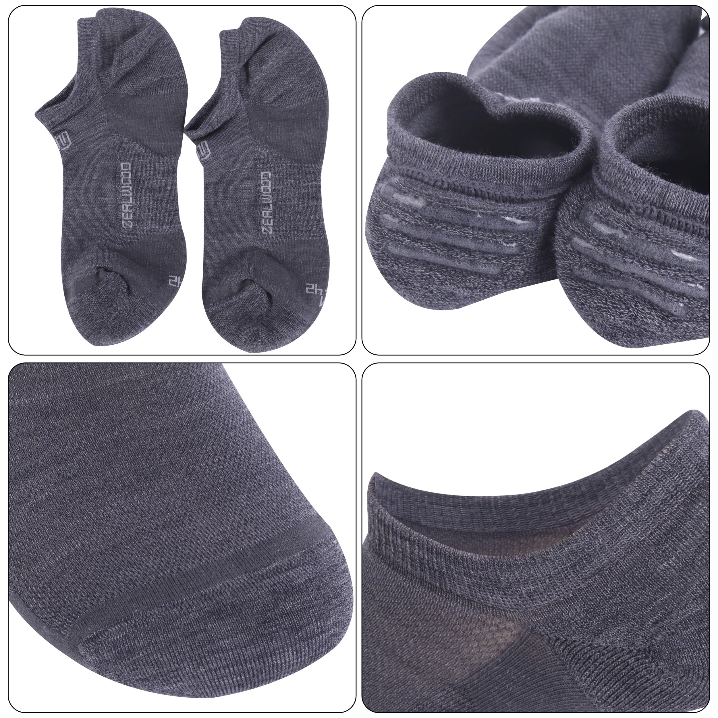 No Show Athletic Socks, ZEALWOOD 3 Pairs Merino Wool Ultra-Light Running Tennis Golf Socks for Men Women