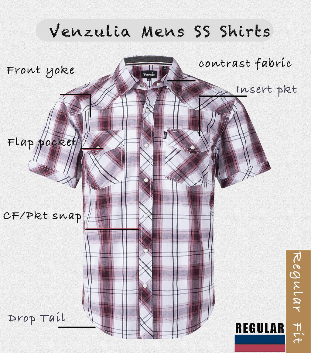 Men's Western Snap Casual Shirt Two Pocket Short Sleeve Shirt