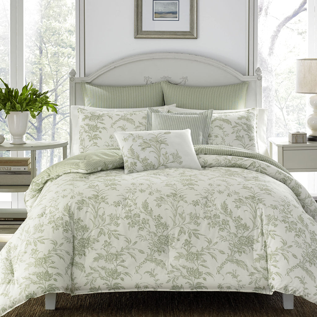 Laura Ashley - Duvet Set, Super Soft & Cozy Bedding, Includes Matching Shams & Bonus Throw Pillow Covers, Coquette Room Decor (Hope Patchwork Blue, Twin)