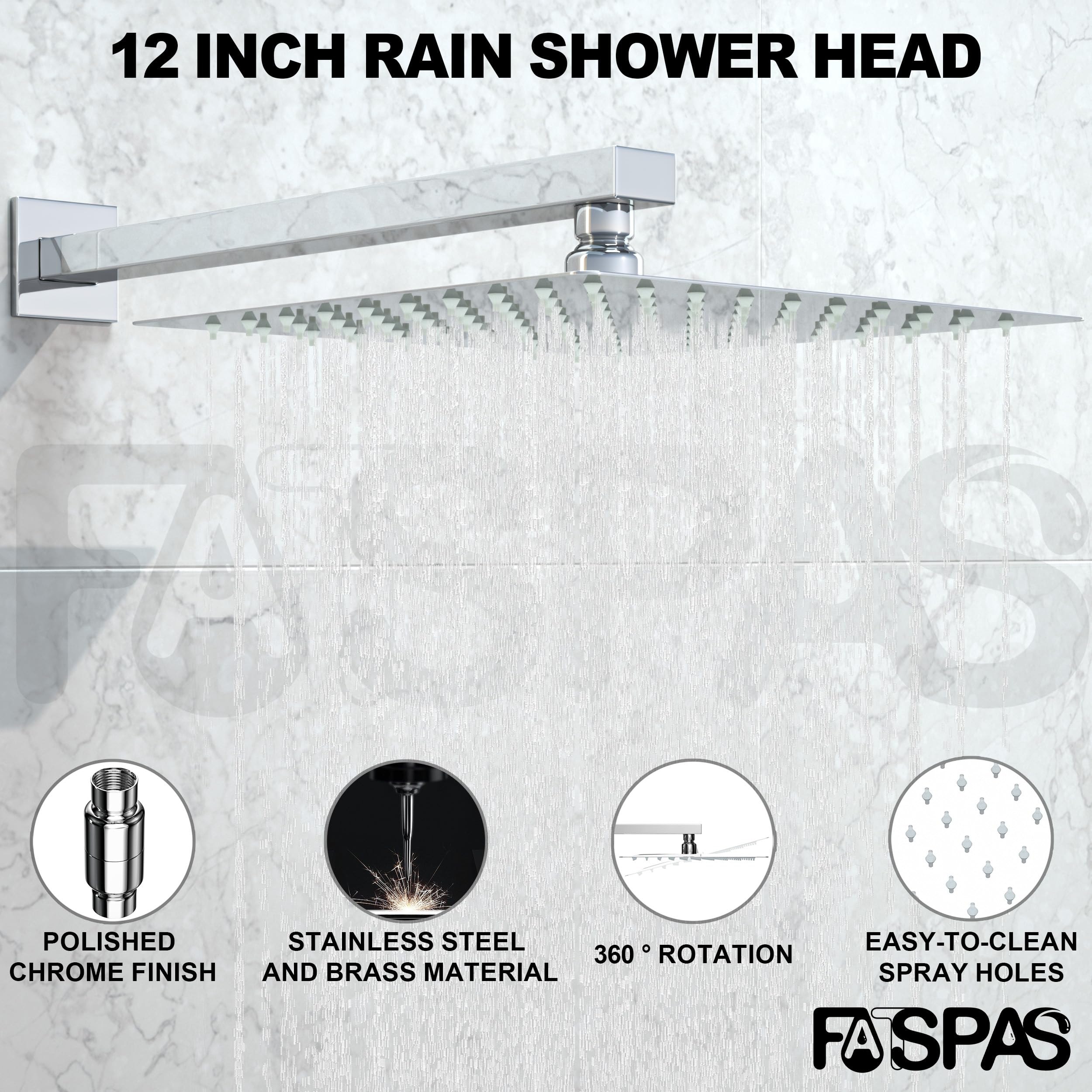 Brushed Gold Shower System with 10-Inch Rain Showerhead and Tub Spout | cUPC-certified pressure balance brass valve to prevent scalding, CEC-certified air injection technology for low pressure