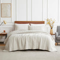 palassio Beige Cotton Quilt Twin Size Bedding Sets with Pillow Sham, White Lightweight Soft Bedspread Coverlet, Tan Cream Quilted Comforter Bed Cover for All Season, 2 Pieces, 68x86 inches