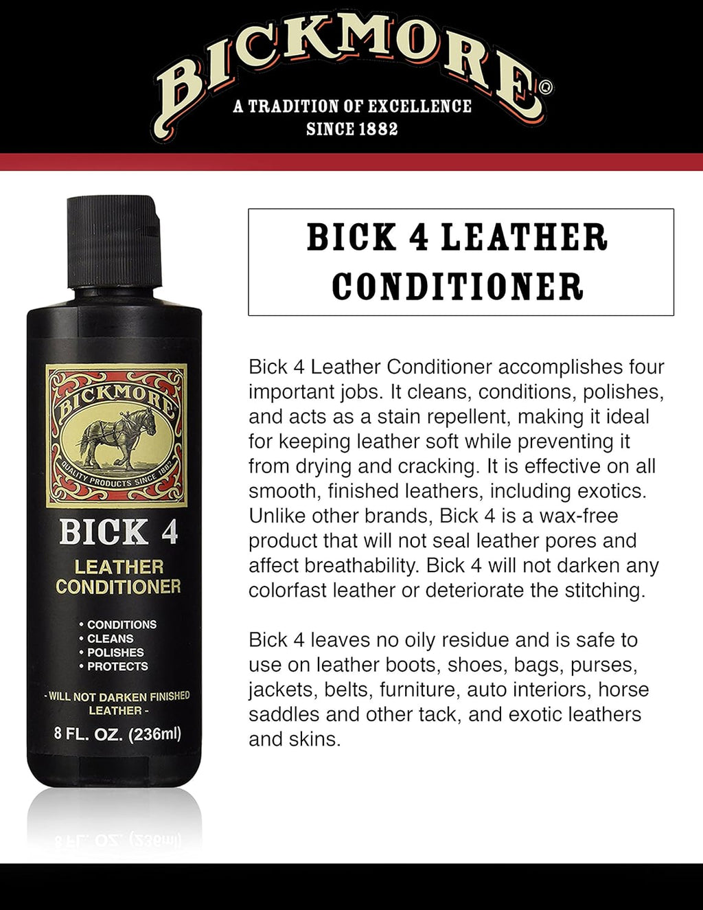 Leather Boot Care Kit - Bick 1 Cleaner, Bick 4 Conditioner, Gard-More Water Repellent Spray & Cloth - Made in USA - Shoe Care Set for Cowboy Boots, Work Boots, Furniture, Bags, Purses, Jackets, & Tack