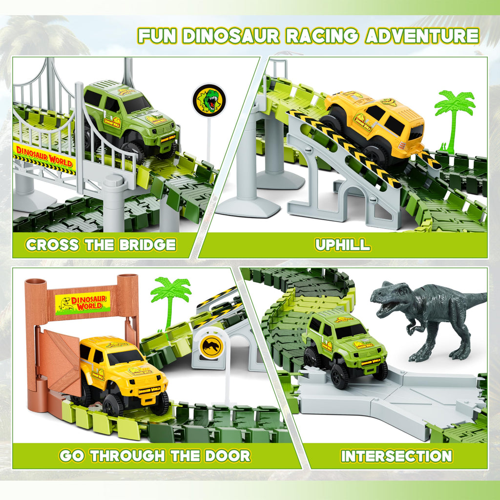 Kids Toys 253 PCS Construction Race Tracks Toy for 3 4 5 6 7 8 Year Old Boys Girls, 5 PCS Construction Truck Car and Flexible Track Play Set Create A Engineering Road Games Toddler Toys Birthday Gifts