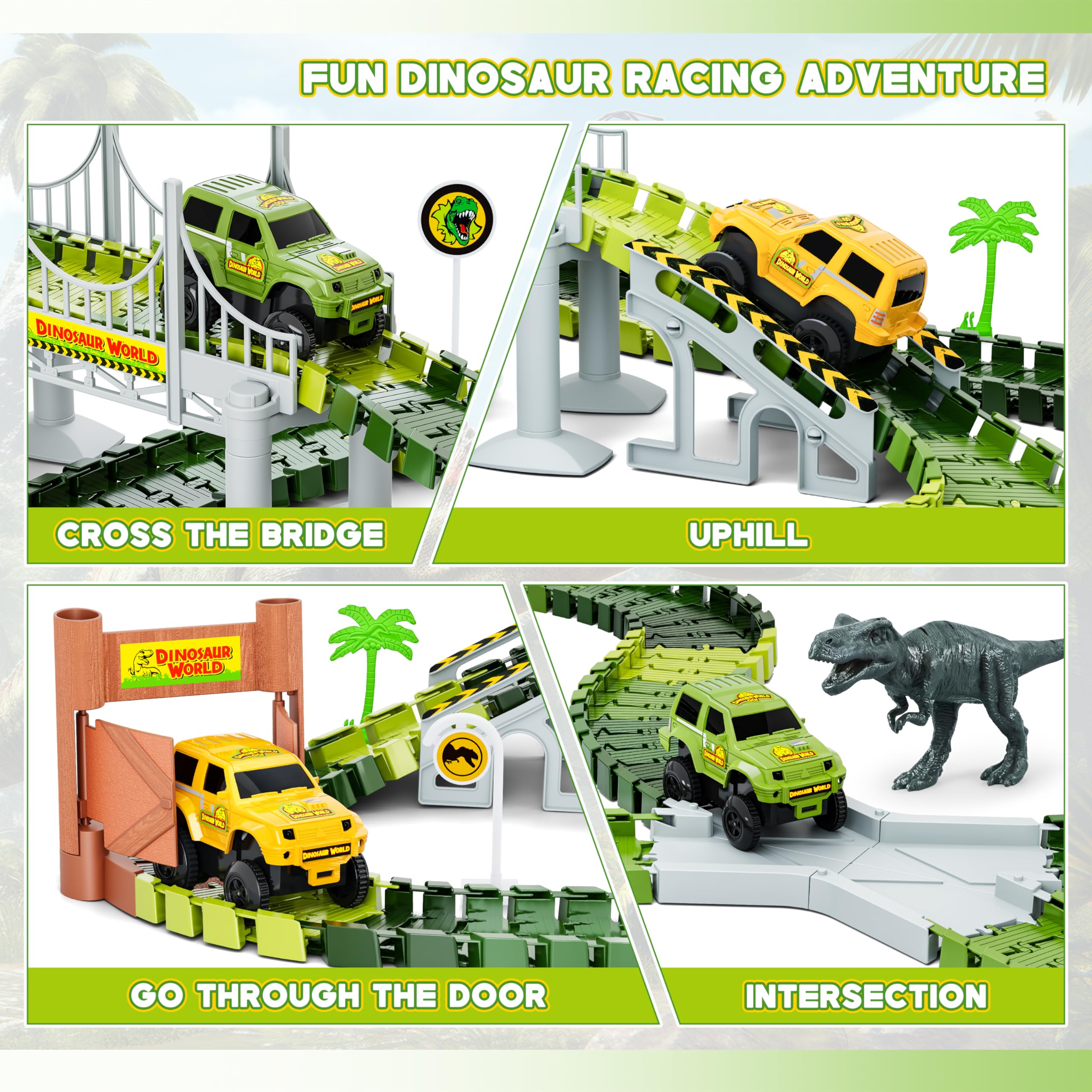 Kids Toys 253 PCS Construction Race Tracks Toy for 3 4 5 6 7 8 Year Old Boys Girls, 5 PCS Construction Truck Car and Flexible Track Play Set Create A Engineering Road Games Toddler Toys Birthday Gifts