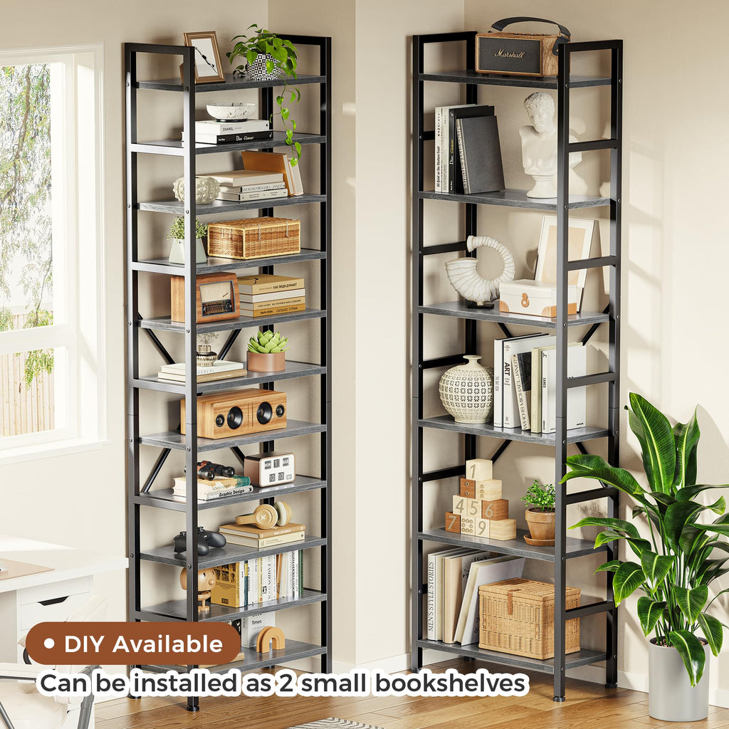 SUPERJARE Triple Bookshelf, Bookcase with 11 Open Display Shelves, Wide Book Shelf Book Case for Home & Office, 4 Tier, Black