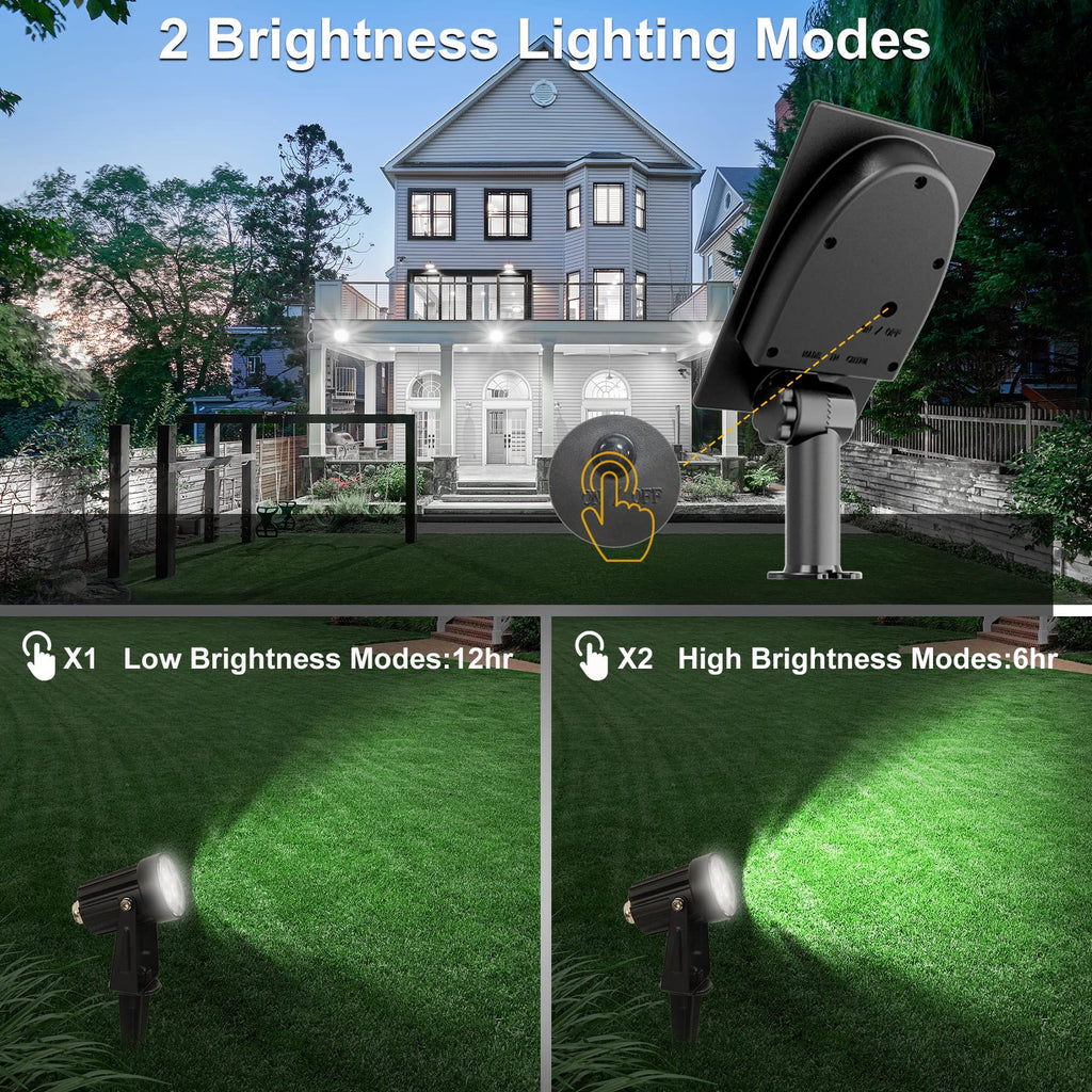 Solar Spot Lights Outdoor, Solar Landscape Spotlights IP65 Waterproof 9.8ft Cable,Auto On/Off Outdoor Wall Lights for Garden Yard Driveway Porch Walkway Pool (3000K Warm White)