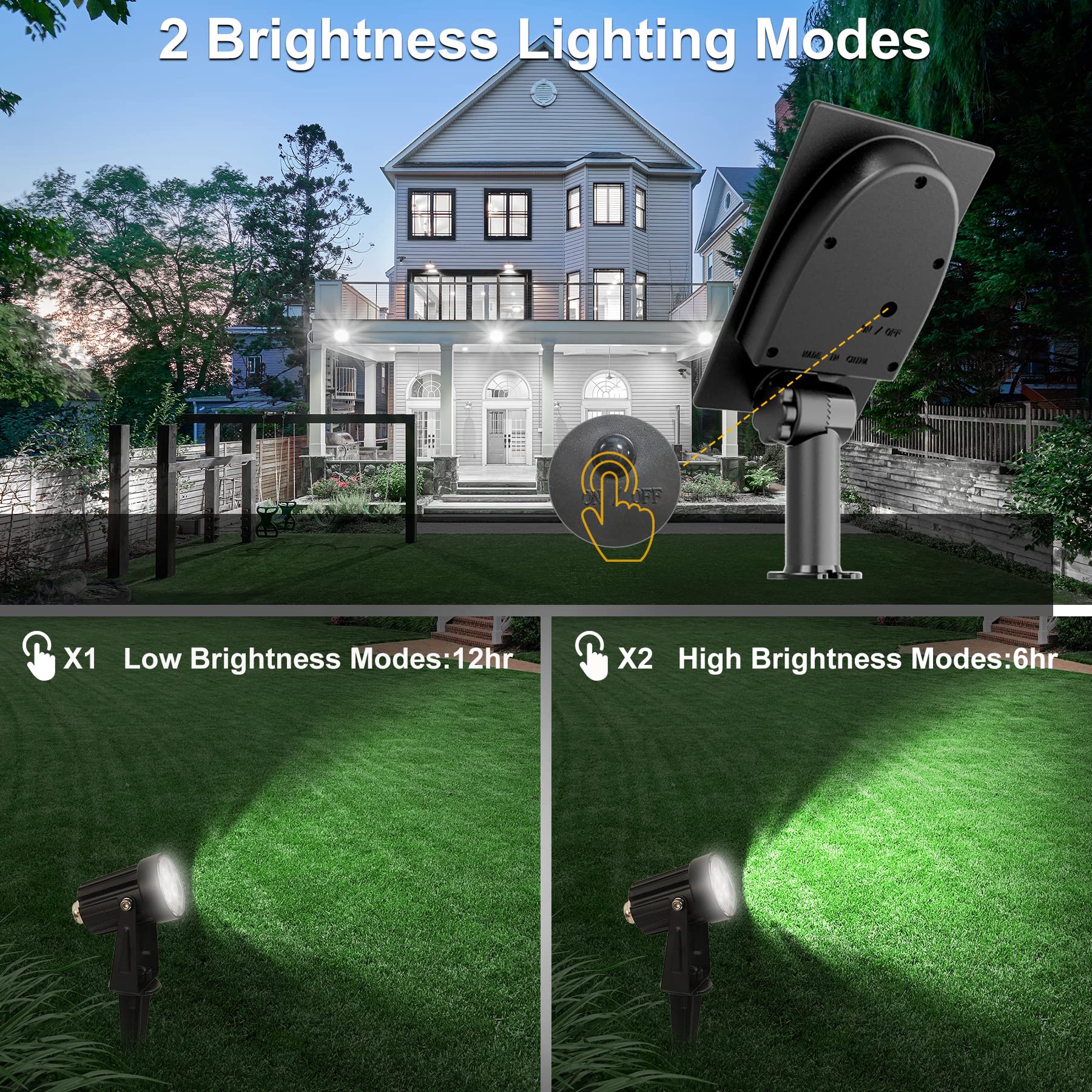 Solar Spot Lights Outdoor, Solar Landscape Spotlights IP65 Waterproof 9.8ft Cable,Auto On/Off Outdoor Wall Lights for Garden Yard Driveway Porch Walkway Pool (3000K Warm White)