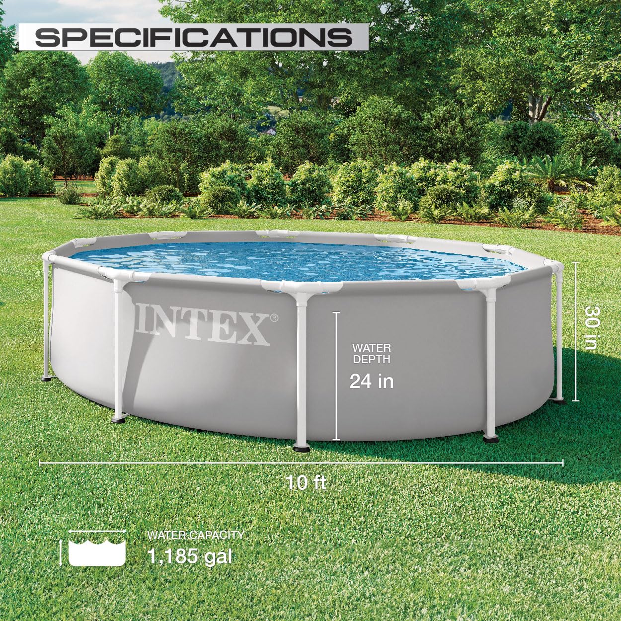 INTEX 26700EP 10Ft X 30In Prism Frame Premium Above Ground Swimming Pool (Pump Not Included)