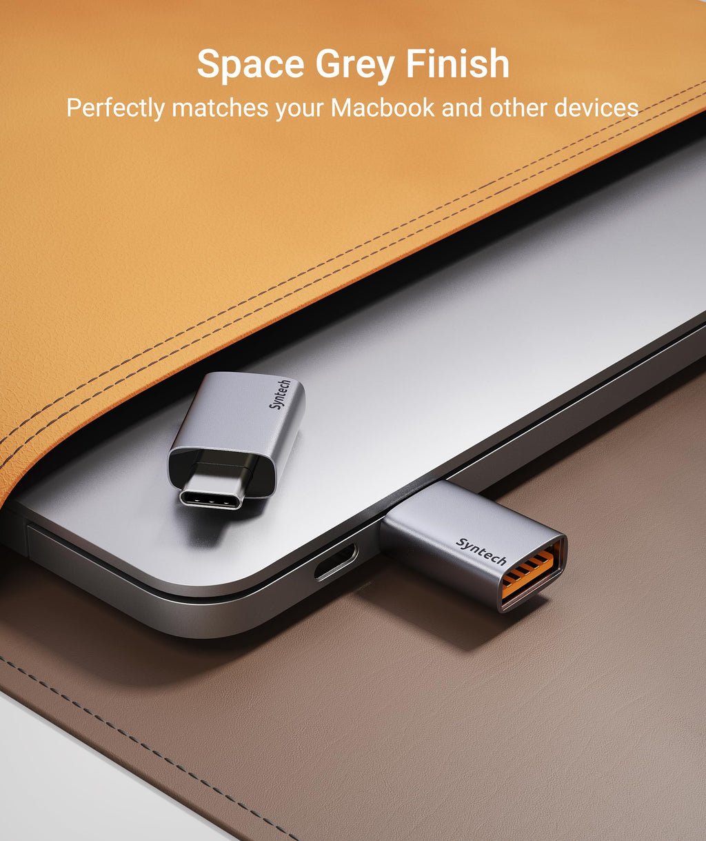 Syntech USB C to USB Adapter (2 Pack), 10Gbps USB3.2 Gen 2 Fit Side by Side, Type C Male to A 3.2 Female Adapter Compatible with iPhone 17e 17 Pro Max/iPad/iMac/MacBook Pro & Thunderbolt 5/4 Devices