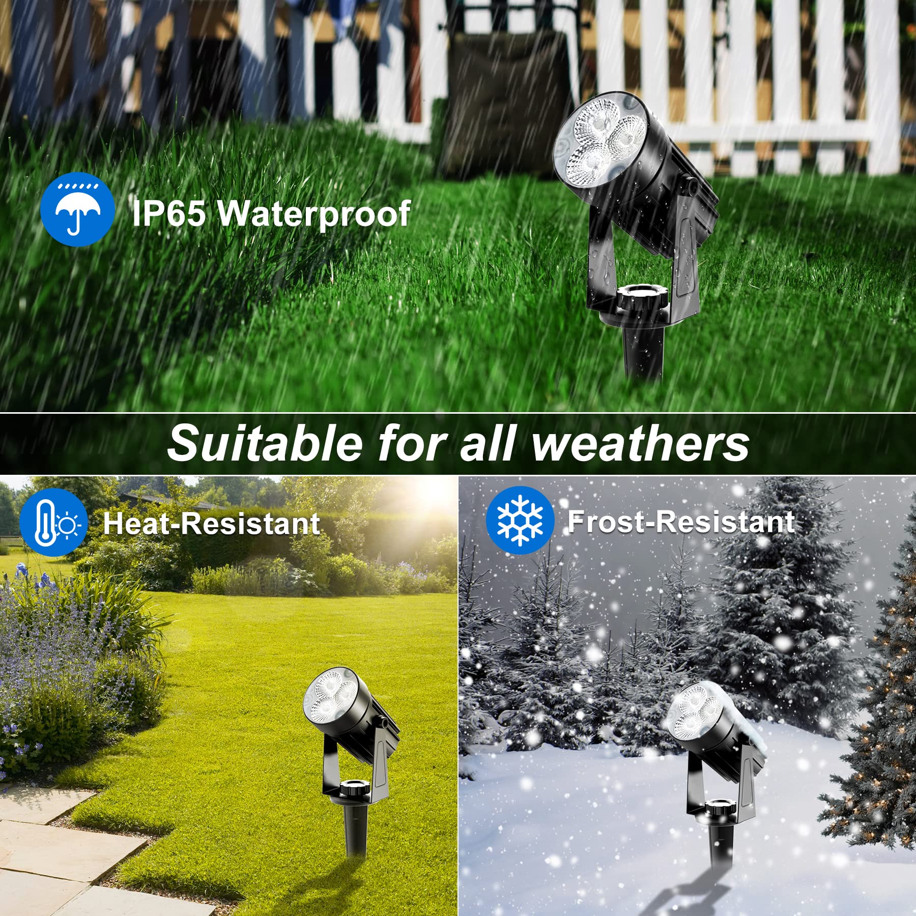 Solar Spot Lights Outdoor, Solar Landscape Spotlights IP65 Waterproof 9.8ft Cable,Auto On/Off Outdoor Wall Lights for Garden Yard Driveway Porch Walkway Pool (3000K Warm White)