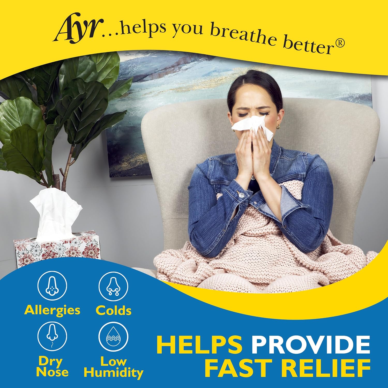 Ayr Saline Nasal Mist Spray 50 mL – Non Medicated Nasal Moisturizer for Dry Nasal Passages Cold and Allergy Relief (Pack of 2)