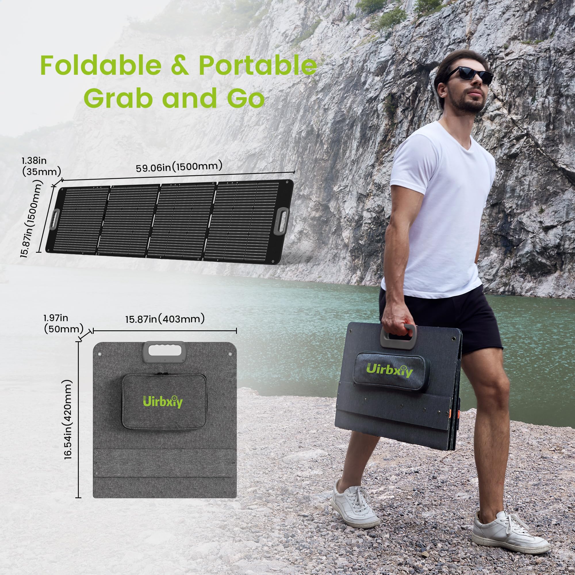 Portable Solar Panel 80 Watt for Power Station, IP67 Waterproof Foldable Solar Cell Solar Charger w/ XT60 Anderson DC 8mm 7909 5521 Connector for Camping, RV, Off Grid Living