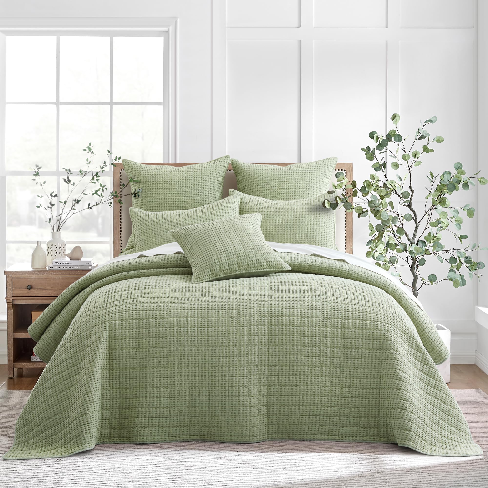 Levtex Home Mills Waffle Twin Bedspread Set (84x104in) with 1 Pillow Sham (26x20in) - Adobe - 100% Cotton Twin Size Bedspread Set - Lightweight, Soft, Pre-Washed