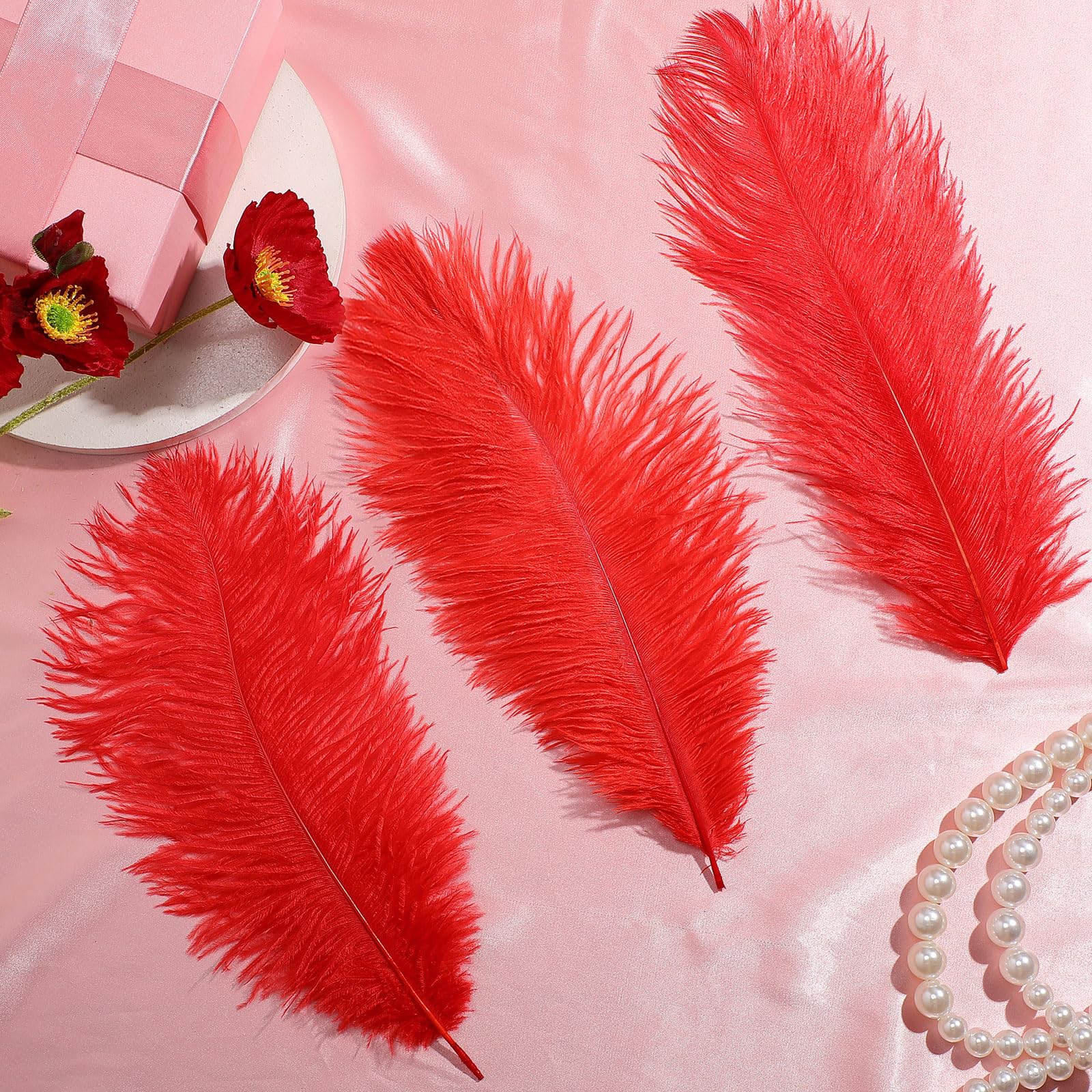 Retrowavy 50 Pcs 14-16 Inches Large Natural Ostrich Feathers Bulk for Centerpieces for Wedding Party Centerpieces Home Decoration Flower Arrangement (Black)