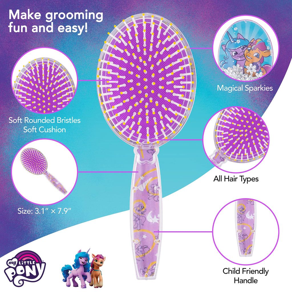 CoComelon Hair Brush with Magical Sparkling Stars Confetti HairBrush, Green - Kids Hair Brush Ages 3+