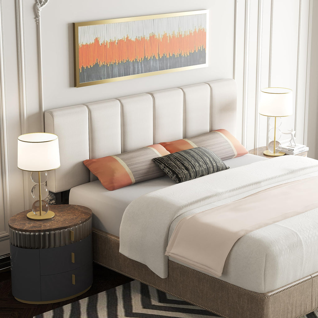 HAOBO Home Upholstered Headboards Foldable Queen/Full Linen Panels with Height Adjustments