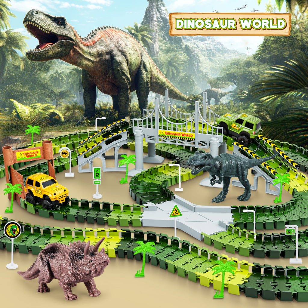 Kids Toys 253 PCS Construction Race Tracks Toy for 3 4 5 6 7 8 Year Old Boys Girls, 5 PCS Construction Truck Car and Flexible Track Play Set Create A Engineering Road Games Toddler Toys Birthday Gifts