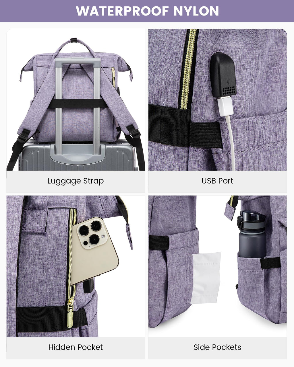 LOVEVOOK Laptop Backpack for Women with Giant Tumbler Holder Pocket, 15.6 Inch Work Daypack for Teacher Nurse, Computer College Bookbag Purse, Waterproof Travel Back Pack with USB Charging Port