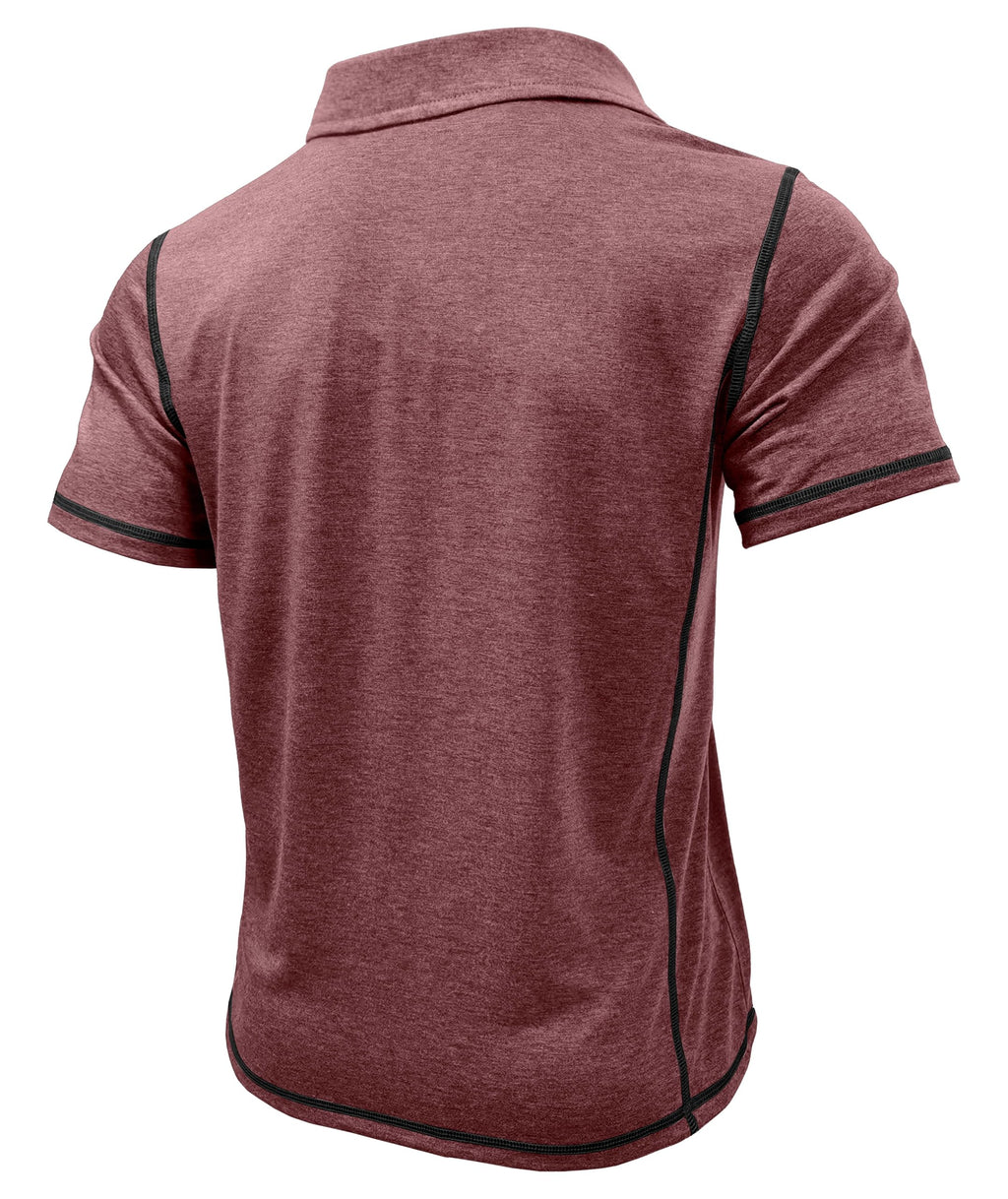 Men's Casual Long Sleeve Polo Shirts Collared Button Cotton T-Shirt Classic Stylish Golf Shirt with Pocket