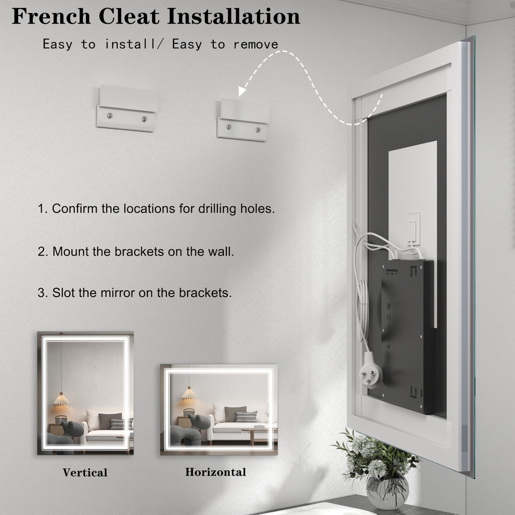 20x28 LED Bathroom Mirror, Vanity Mirror with Lights, Backlit and Front lit Mirror for Wall, Dimmable, Anti-Fog, Shatterpoof, Memory (Horizontal/Vertical)