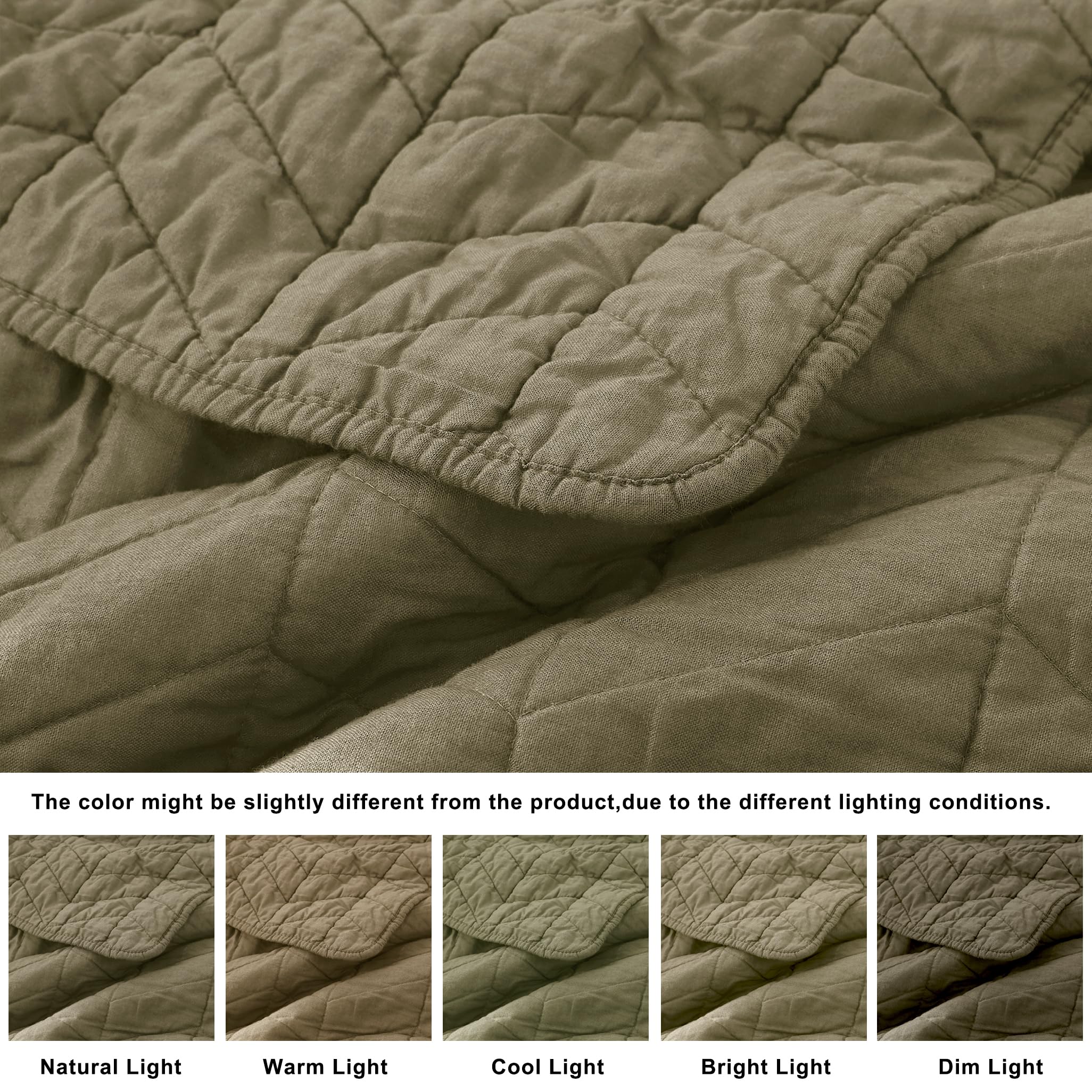 palassio Beige Cotton Quilt Twin Size Bedding Sets with Pillow Sham, White Lightweight Soft Bedspread Coverlet, Tan Cream Quilted Comforter Bed Cover for All Season, 2 Pieces, 68x86 inches