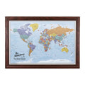 Personalized Canvas Rolled Poster World Map Wall Art with Pins – Large 24" x 36" Blue Oceans Map of the World – Push Pin Travel Decor for Home or Office