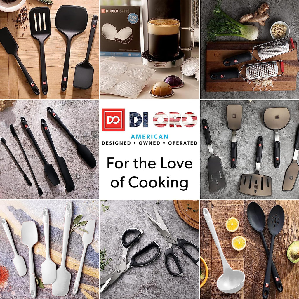 DI ORO Silicone Spatula Set - Rubber Kitchen Spatulas for Baking, Cooking, & Mixing - 600°F Heat-Resistant & BPA Free Silicone Scraper Spatulas for Nonstick Cookware - Dishwasher Safe (5pc, Black)