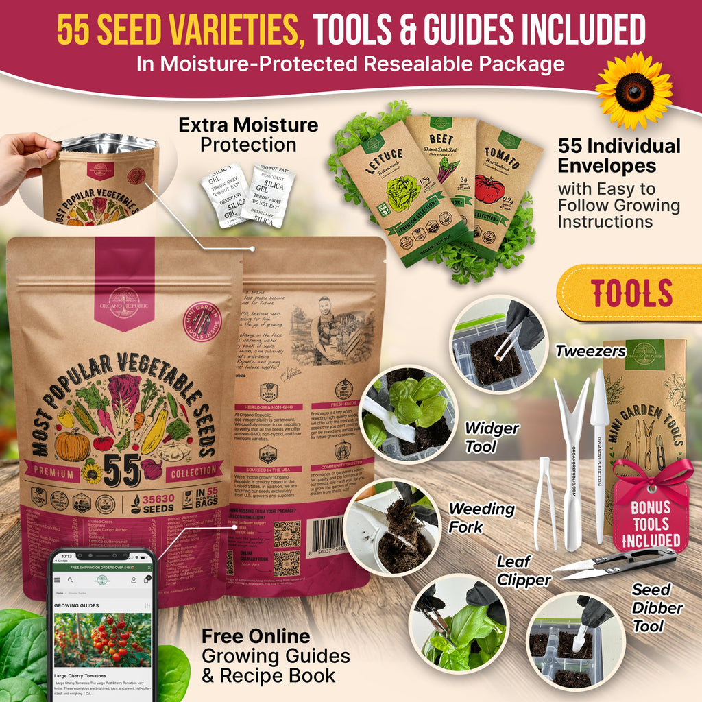 20 Vegetable Seeds Variety Pack - 12,465+ Non-GMO Heirloom Seeds for Planting Vegetables and Fruits in Individual Seed Packets, Home Garden Seed for Hydroponic, Indoor and Outdoors Gardening