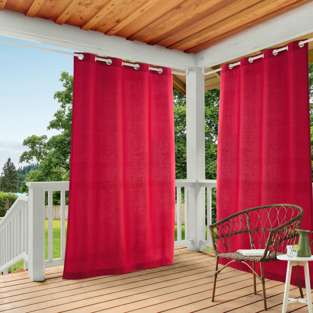 Town & Country Basics Cabana Solid Heavyweight Indoor Outdoor Curtains, Light Filtering Opacity with Grommet Top, Water Repellent, 2-Pack Set, 54"x96", Black
