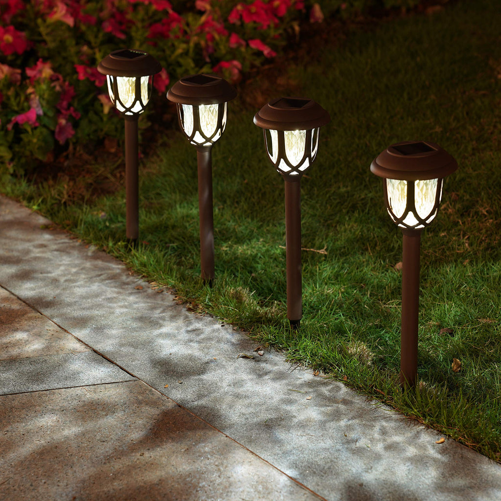 EXCMARK 10 Pack Solar Lights Outdoor Decorative, Solar Pathway Lights Outdoor, Solar Powered Garden Yard Lights for Walkway Sidewalk Driveway. (Black, Cool White)