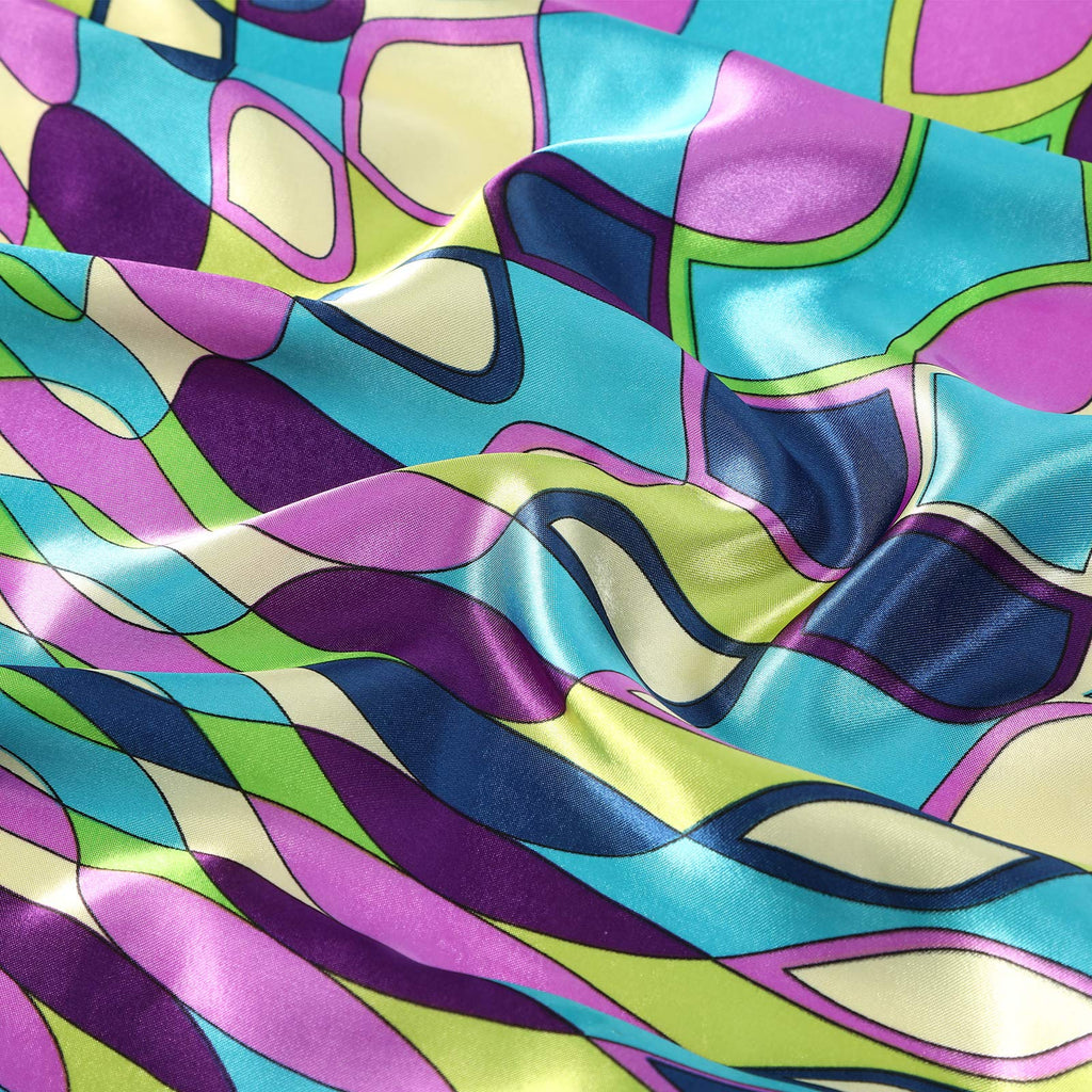 AWAYTR 35” Large Satin Square Head Scarf - 2Pcs Silk Like Floral Head Scarves Square Satin Hair Scarf Bandanas for Women