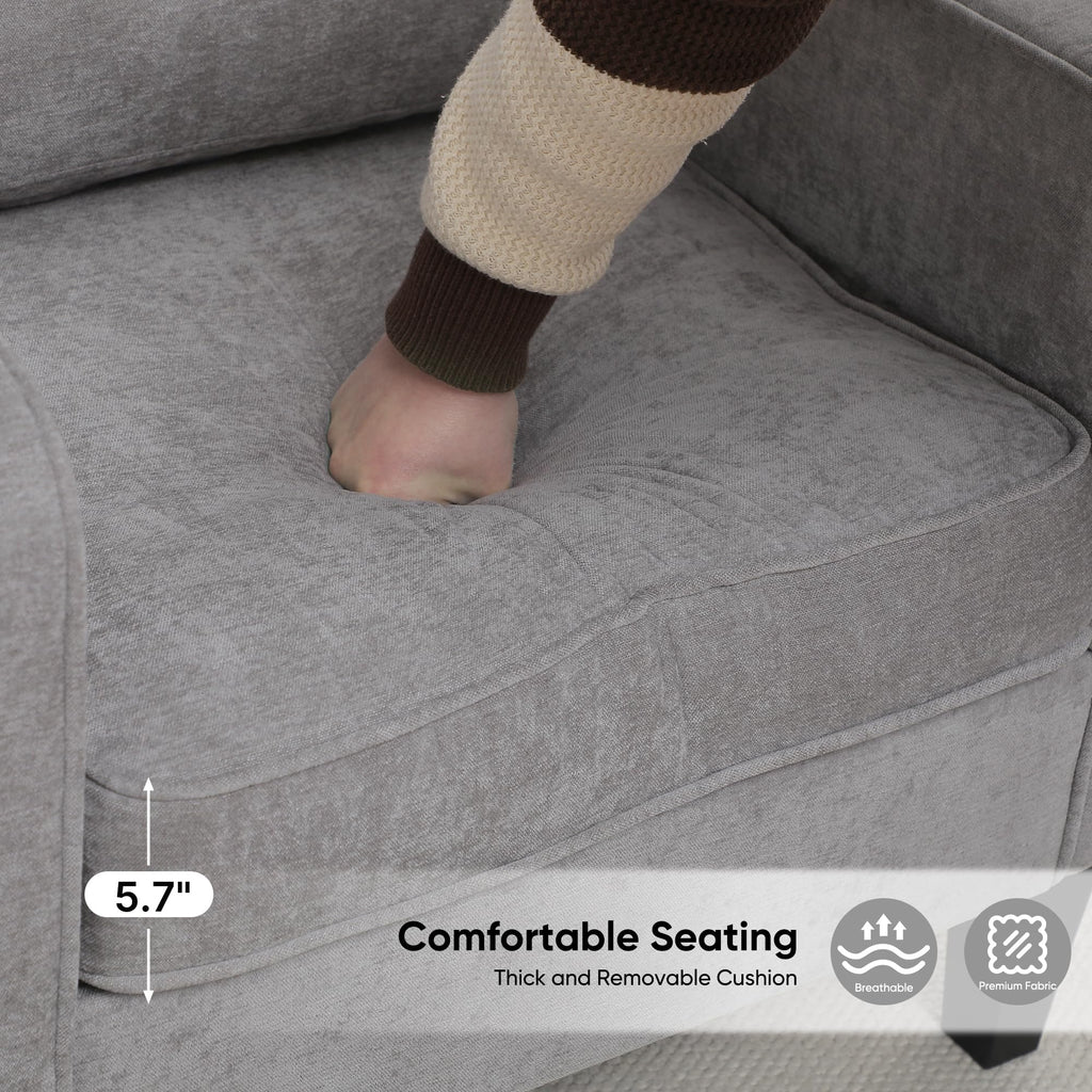 Accent Chair for Living Room, Mid Century Modern Reading Chair for Bedroom, Upholstered Armchair with Side Pockets, Comfy Single Sofa Side Chair for Office, Apartment, Small Room, Beige