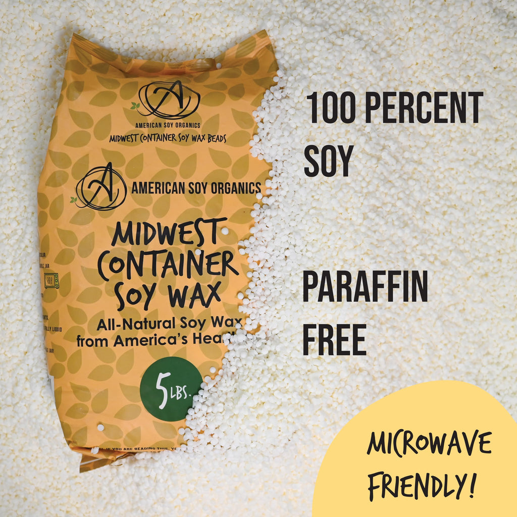 American Soy Organics 100% Midwest Soy Wax Beads for Candle Making - Natural Candle Making Supplies - Paraffin-Free, Beeswax-Free Candle Wax for Container Candles, Tealights and Wax Melts, 5 lbs