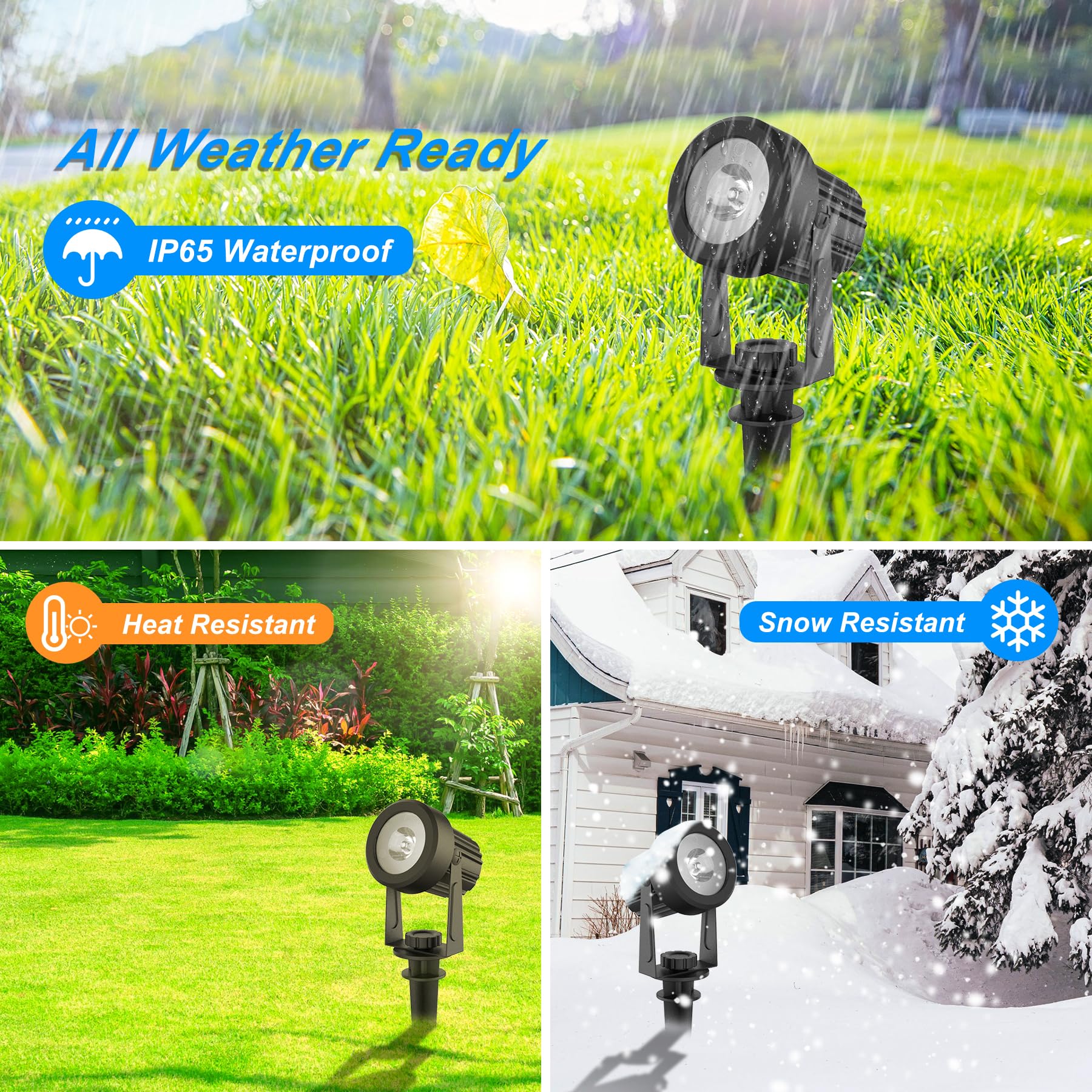 Solar Spot Lights Outdoor, Solar Landscape Spotlights IP65 Waterproof 9.8ft Cable,Auto On/Off Outdoor Wall Lights for Garden Yard Driveway Porch Walkway Pool (3000K Warm White)